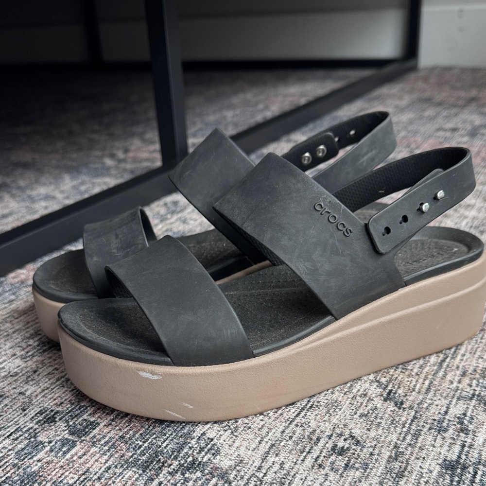 CROCS Women's Black and Tan Sandals